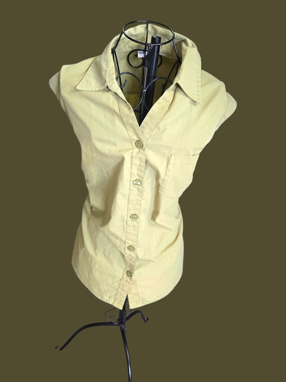 White Stag Pale Yellow Sleeveless Button-Down Shirt
